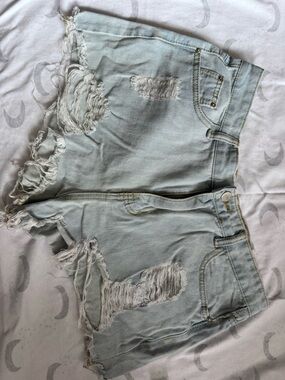 Light Blue Distressed Denim Women’s Shorts